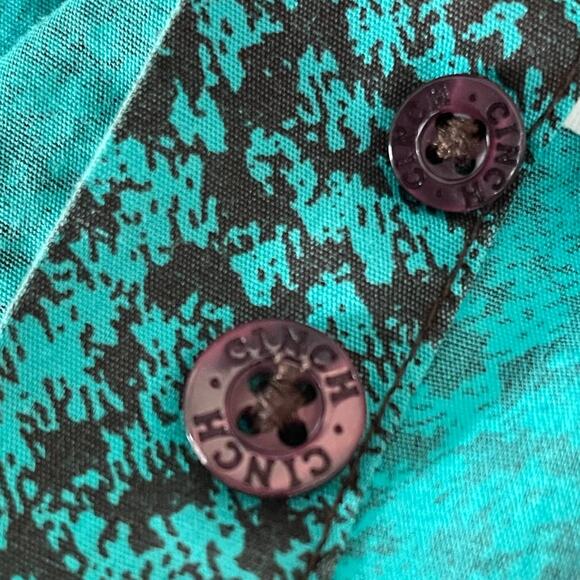 Cinch Black on Blue Print Button Front Classic Fit Shirt size Small - Picture 6 of 8